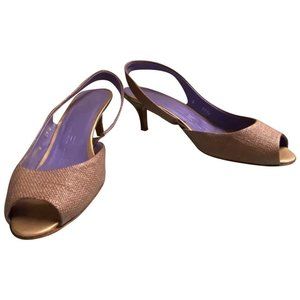 PARALLELE PARIS TAUPE WOVEN PEEP TOE SANDALS 5